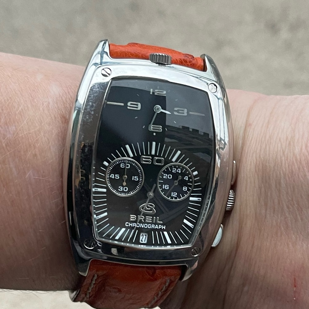 Breil Dual Time Chronograph Watch with ostrich original leather strap.